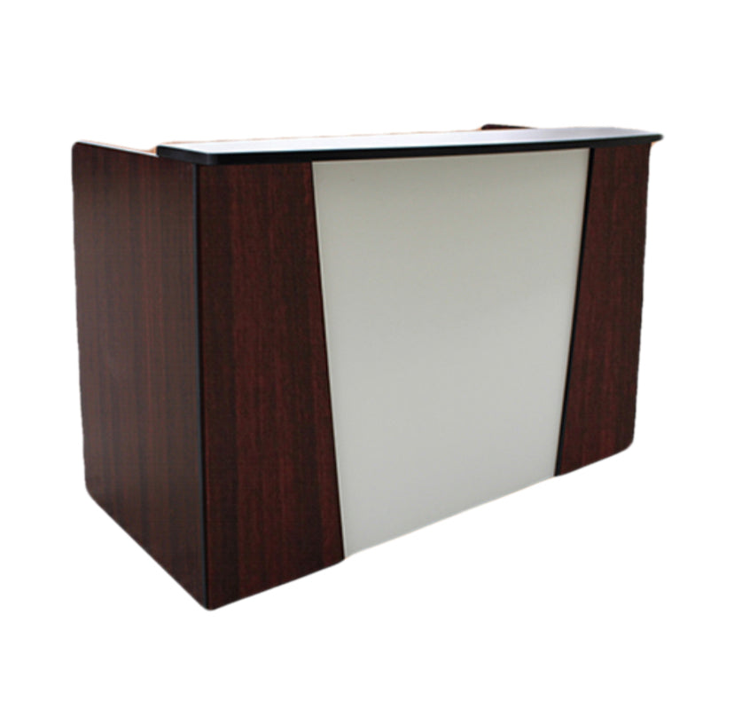 White & Mahogany Front Panel Reception Desk