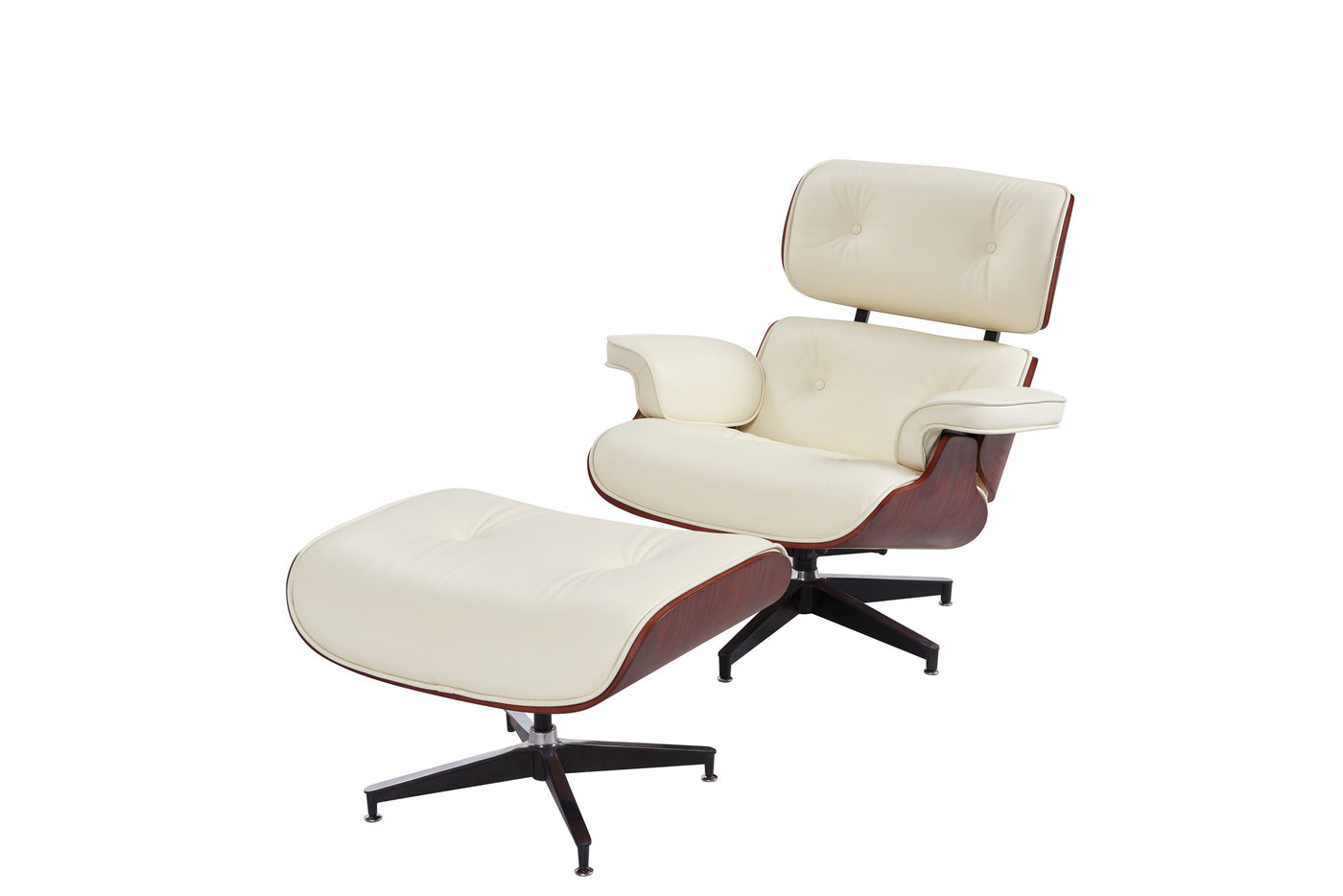 Eames Lounge Chair And Ottoman (White leather)