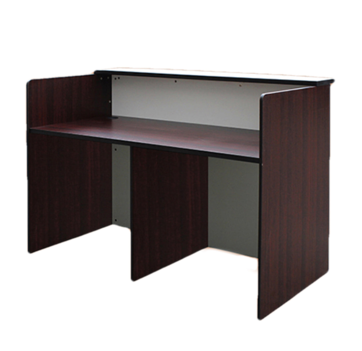 White & Mahogany Front Panel Reception Desk