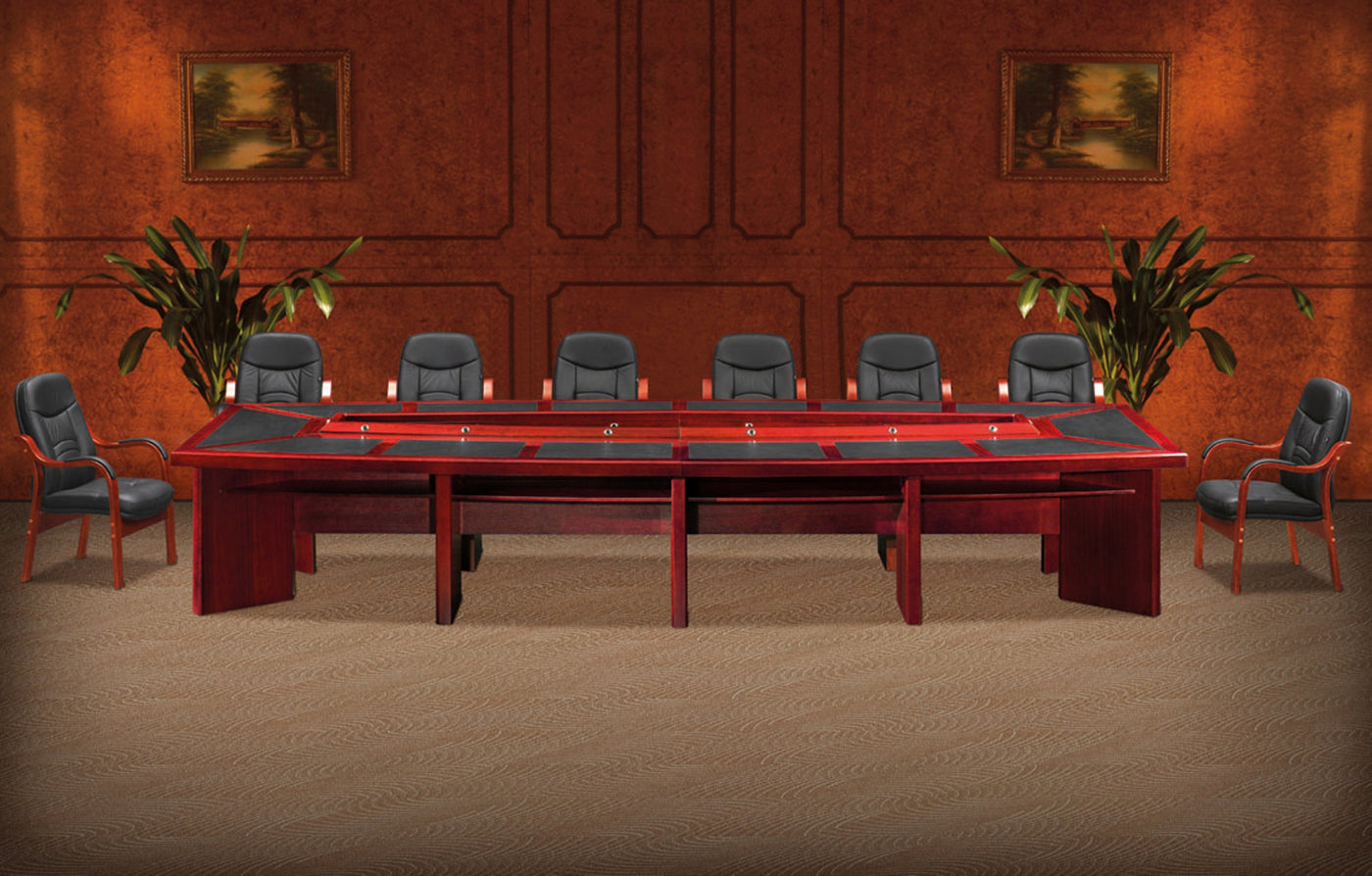 The Royal Mahogany Boardroom Table With Leather Inlay